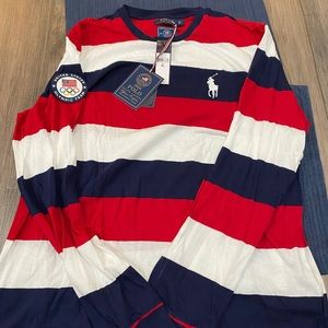 NWT Polo Ralph Lauren 2016 Olympic Team Red, White, Blue Mens Long Sleeve XL
